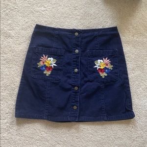 Embroidered corduroy skirt